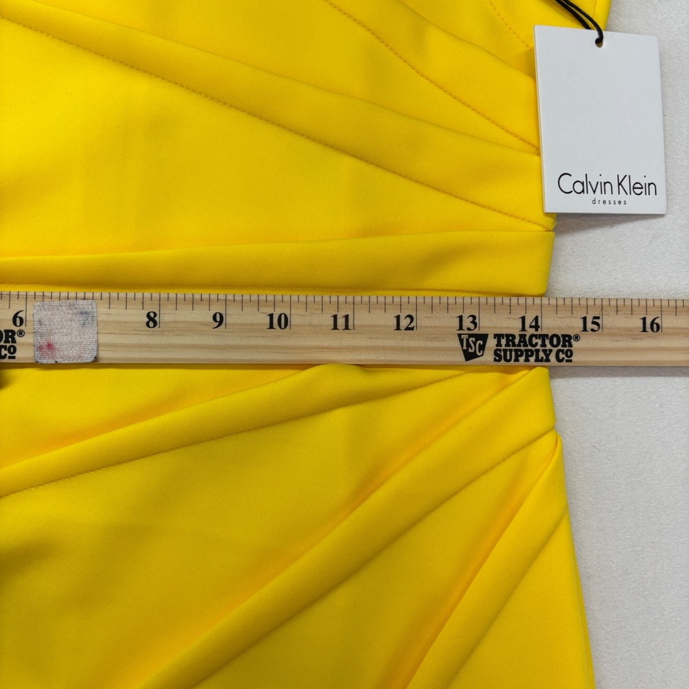 Calvin Klein Yellow Sleeveless Sheath Dress Size 4 Ruched New Casual Business - Picture 7 of 11